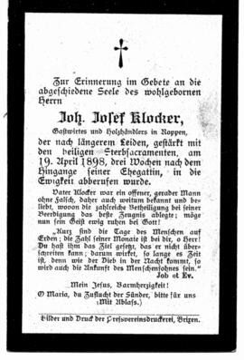 Klocker Jophann Josef Gastwirt und Holzhändler 1829 - 1898