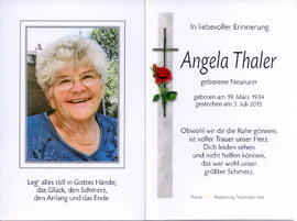 Thaler Angela geborene Neururer, 1934 - 2015