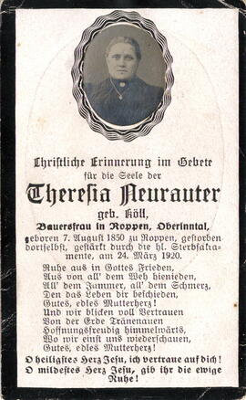 Neurauter Theresia geb. Köll, Bauersfrau 1850 - 1920