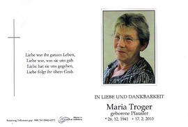 Troger Maria geborene Pfausler, 1941 - 2010