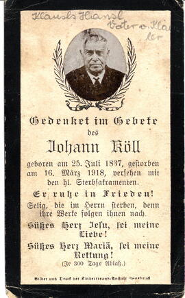 Köll Johann &quot;Klausl&quot;, 1837 - 1918