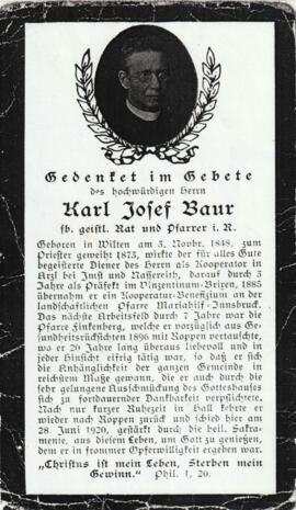Sterbebild Pfarrer Karl Josef Baur