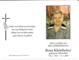 Kleinheinz Rosa geborene Schuchter 1924 - 2007