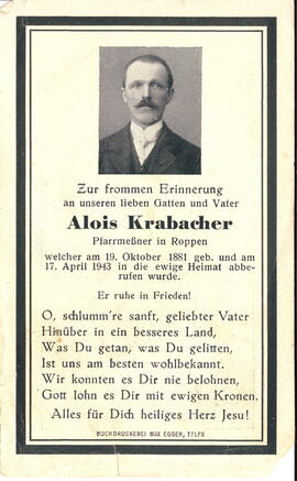 Krabacher Alois Pfarrmeßner 1881 - 1943