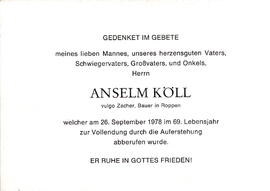 Köll Anselm "Zacher", Bauer 1909 - 1978 - 1