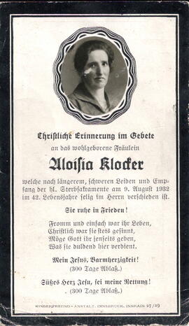 Klocker Aloisia 1890 - 1932