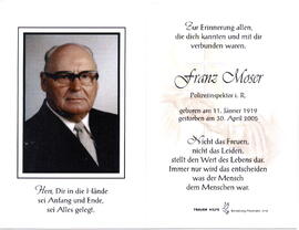 Moser Franz, Polizeiinspektor 1919 - 2005