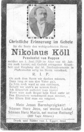 Köll Nikolaus 1857 - 1920