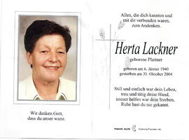 Lackner Herta geborene Plattner 1940 - 2004