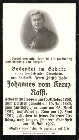 Raffl Johann Raffl vom Kreuz Fürstbischof 1858 - 1927