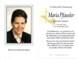 Pfausler Maria geb. Neururer 1932 - 2011