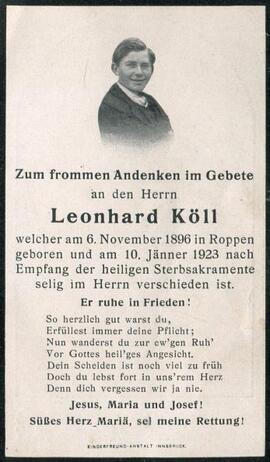 Köll Leonhard 1896 - 1923