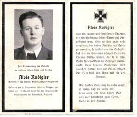 Rudigier  Alois, Gefreiter bei einem Gebirgsjäger-Regiment 1924 - 1943