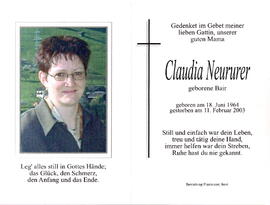 Neururer Claudia geborene Bair 1964 - 2003