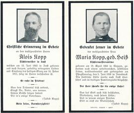 KOPP Maria geb.Heiß 1866 - 1938, Kopp Alois Tischlermeister in Imst 1842 - 1911