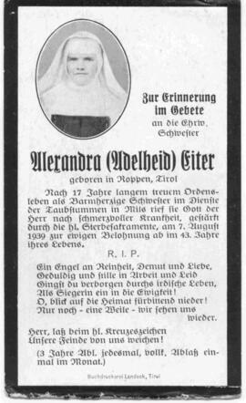 Eiter Alexandra (Adelheid) Ordensschwester 1896 - 1934
