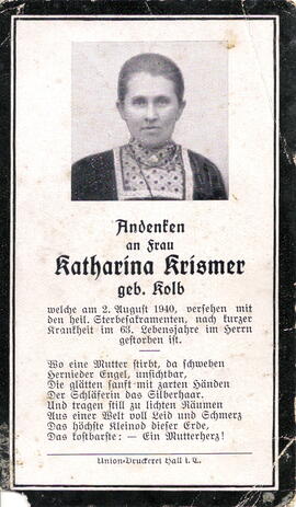 Krismer Katharina geb. Kolb 1877 - 1940