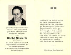 Neururer Bertha geb. Neururer 1901 - 1975