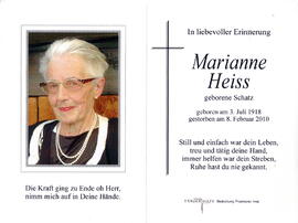 Heiß Marianne geb. Schatz 1918 - 2010
