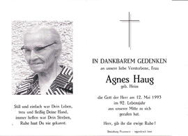 Haug Agnes geb. Heiss 1901 - 1993