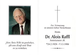 Raffl Alois Dr. Amtstierarzt 1928 - 1998