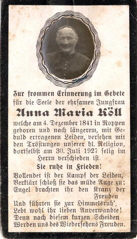 Köll Anna Maria 1841 - 1927