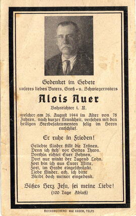 Auer Alois  Bahnrichter, 1866 - 1944
