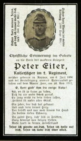 Eiter Peter Kaiserjäger  1896 - 1917