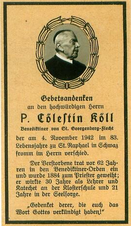 KÖLL Cölestin Benediktiner Pater  1859 - 1942