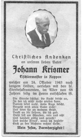Krismer Johann, Tischlermeister 1875 - 1943