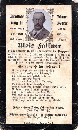 Falkner Alois Gutsbesitzer und Müllermeister, 1846 - 1914