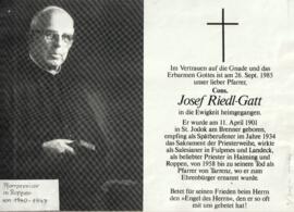 Sterbebild Pfarrer Josef Riedl - Gatt
