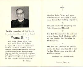 Ruetz Franz Pfarrer 1890 - 1968