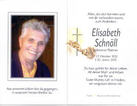 Schnöll Elisabeth geb. Plattner 1932 - 2015