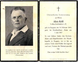 Köll Alois Volksschuldirektor 1883 - 1957
