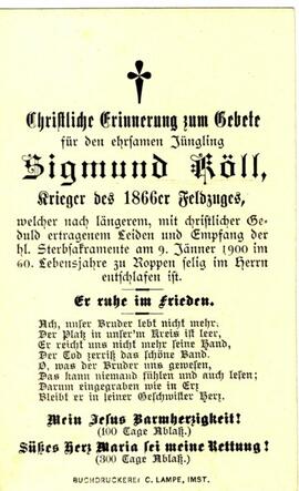Köll Sigmund Krieger des 1866er Feldzuges 1840 - 1900