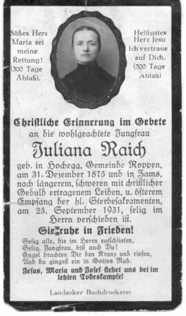 Raich Juliana 1875 - 1931