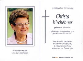 Kirchebner Christa geb, Schneider 1950 - 2017