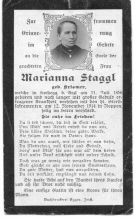 Staggl Marianna geb. Krismer 1856 - 1914