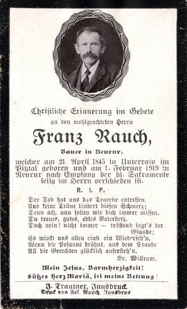 Rauch Franz Bauer in Neururer 1845 - 1919