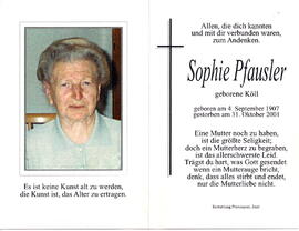 Pfausler Sophie geb. Köll 1907 - 2001