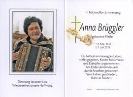 Brüggler Anna geborene Pfeifer, 1933 - 2013