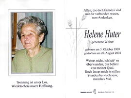 Huter Helene geborene Wöber, 1909 - 2004