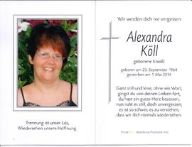 Köll Alexandra geb Kneißl 1964 - 2014