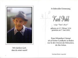 Pohl Karl &quot;Tantl´s Karl&quot;, 1918 - 2003