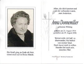 Donnemiller Anna geb. Witting 1914 - 2006