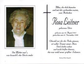 Leitner Rosa geb. Wörz 1913 - 1999
