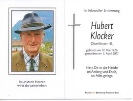 Klocker Hubert Oberförster, 1926 - 2017