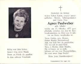 Paulweber Agnes geb. Schuler 1926 - 1977