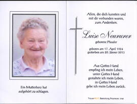 Neururer Luise geborene Pfausler, 1924 - 2013